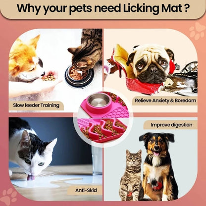 Slow Feeder Mat for Pets - Non-Toxic Silicone (Turquoise) Upgraded Anxiety and Boredom Relief Tool with Aluminum Bowl,17x11x2 in