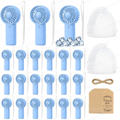12-120PCS Portable Handheld Fan Bulk Wedding Fans for Guest Mini Handheld Fan Battery Powered Fans with Thank You Cards