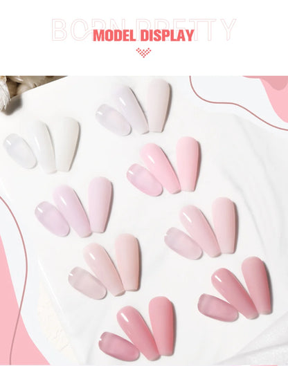 BORN PRETTY Milky Pink Rubber Base Gel Nail Polish Glitter 15ml Semi-Permanent Varnish Soak Off Self Leveling UV LED Gel