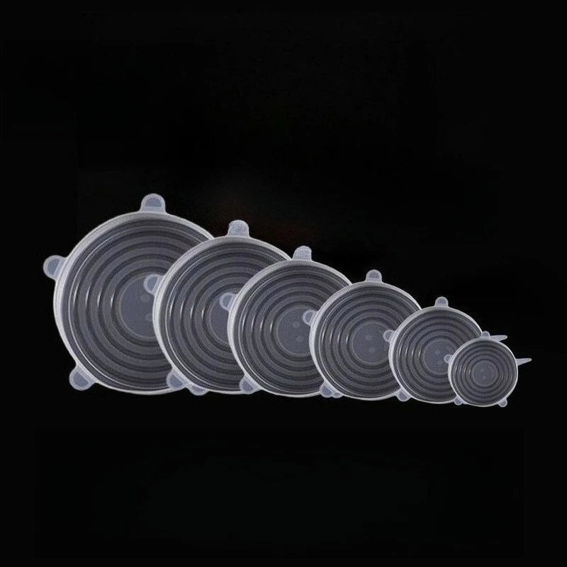 6pcs Silicone Elastic Lids Reusable Stretchable Round Food Lids Suitable for Various Food Containers Microwave/dishwasher Safe