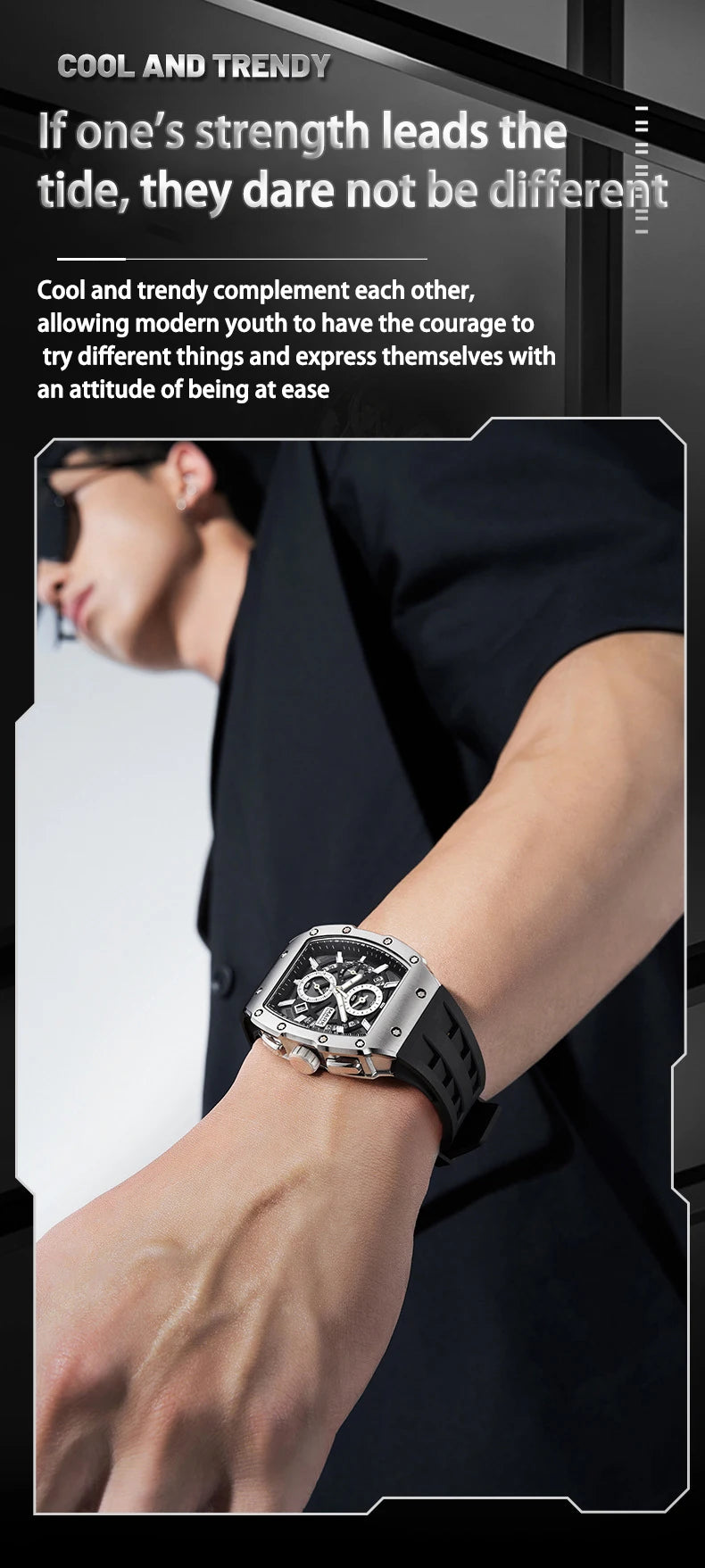 UTHAI CQ241 Original replica watch men's watch fluorescent waterproof men's watch barrel shaped quartz watch