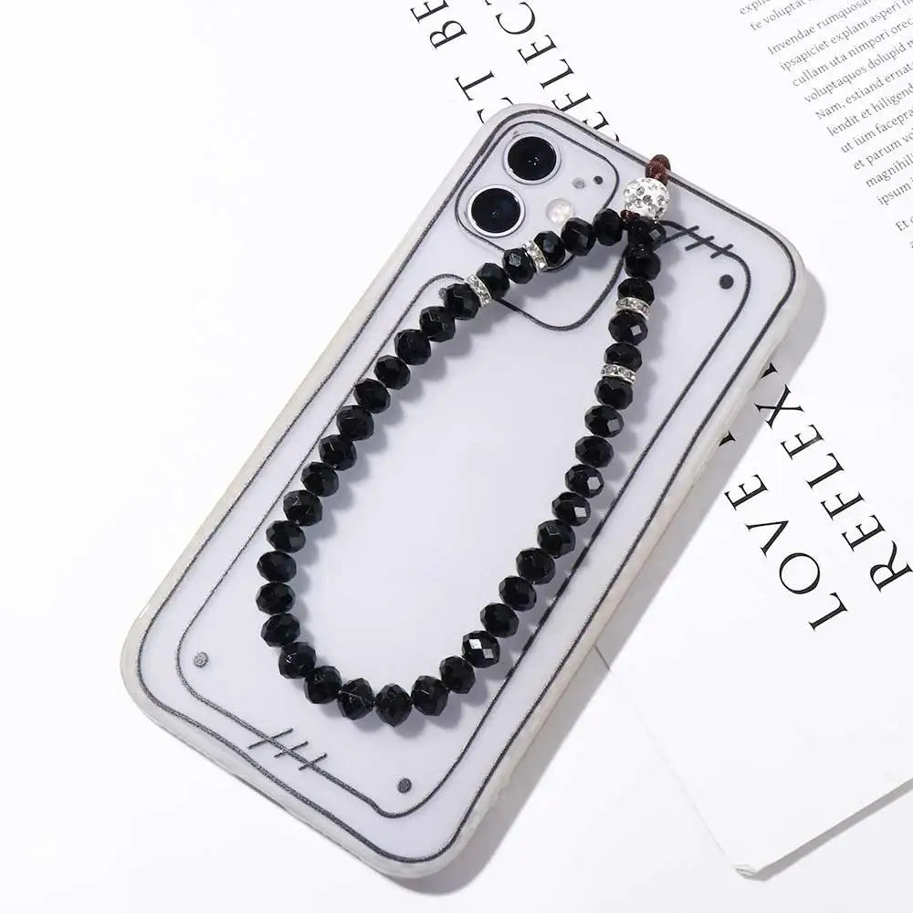 Beads Wrist Strap Phone Charm Hand Wrist Lanyard Mobile Phone Chain Crystal Phone Straps Mobile Phone Straps Phone Lanyards