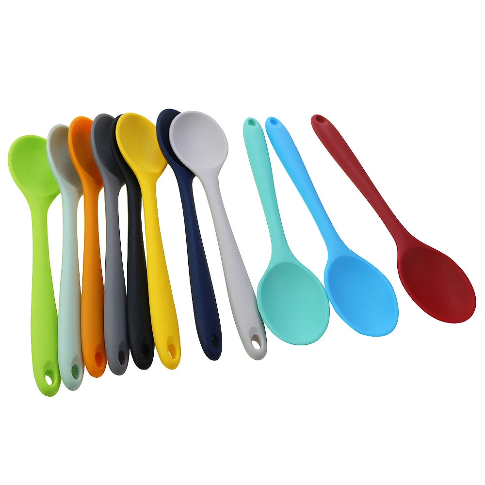 20.8CM Silica Gel Stirring Spoon Integrated Silica Gel Spoon, Kitchen Spoon, Kitchen Utensils, Soup, Spoon Scald Proof