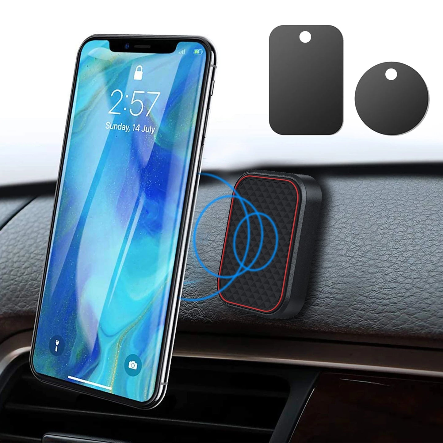 Magnetic Car Phone Mount Rectangle Flat Universal Car Phone Holder for Dashboard Fridge Desk Smartphone Holder Strong Magnets