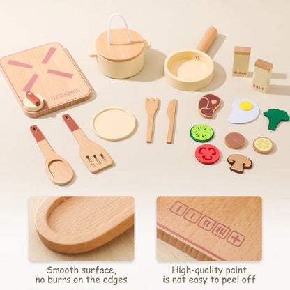 Kid Wooden Kitchen Toy Baby Play Kitchen Building Block Model Set Newborn Pretend Cooking Food Kitchen Toys Simulation Game Gift