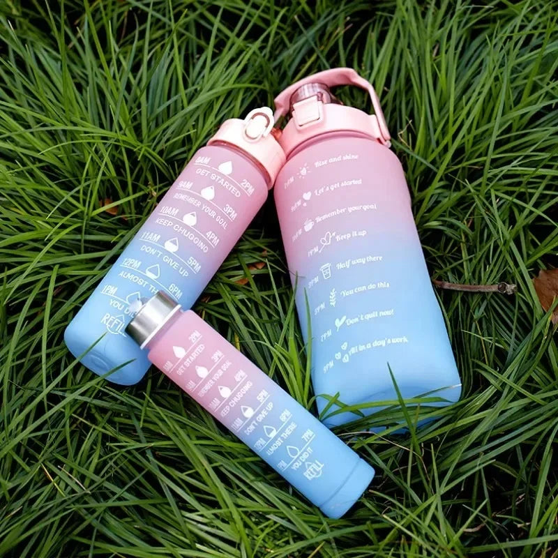 Water Bottle Motivational Drinking Bottle Sports Water Bottle with Time Marker Portable Reusable Plastic Cups Outdoor Travel Gym