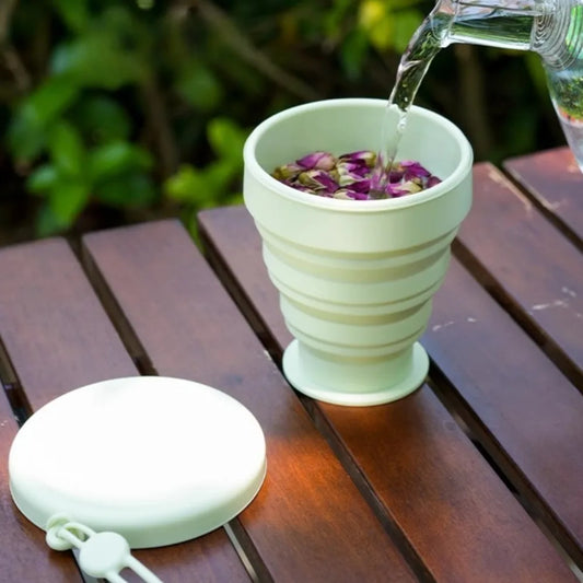 Collapsible Travel Cup Portable Folding Water Bottle for Camping, Hiking & Outdoor Activities, Space-Saving Silicone Drinkware