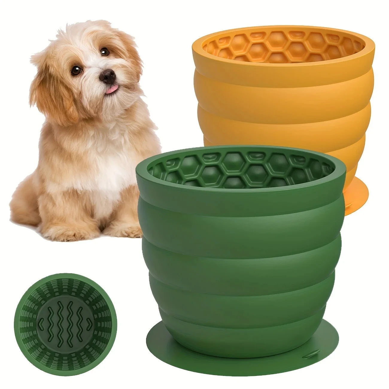 Slow Feeder Silicone Dog Bowl with Suction Cup Non-slip Anti distraction Design Healthy Pet Bowl for Small and Medium Breeds