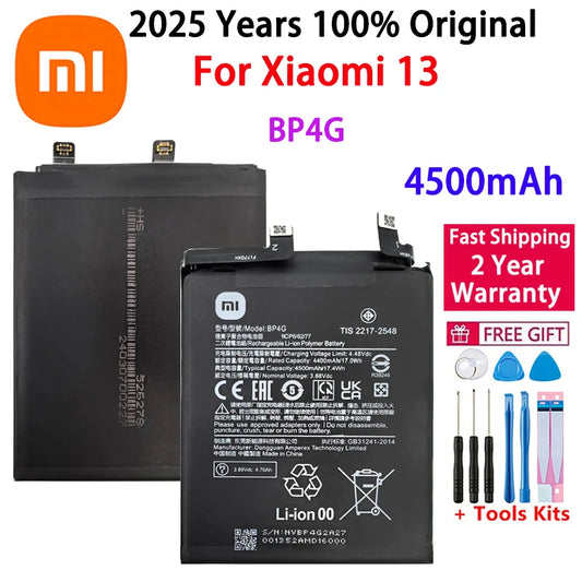 2025 Years 100% Original High Quality BP4G 4500mAh Battery For Xiaomi 13 ,Mi13 Mi 13 Phone Replacement Batteries Fast Shipping