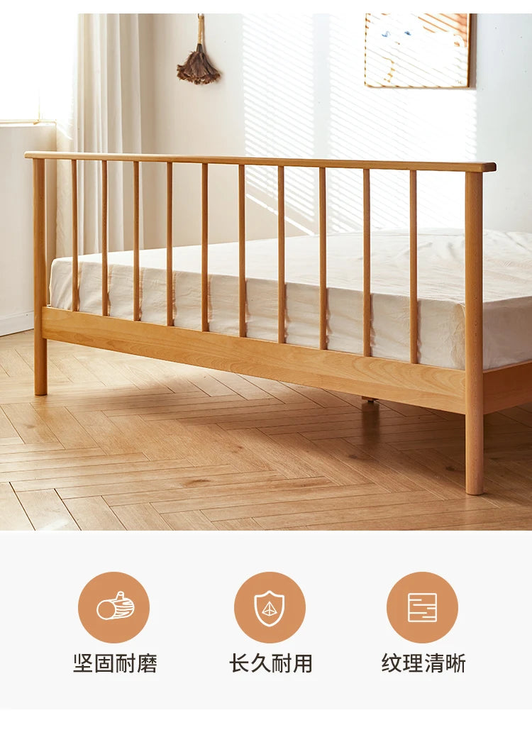 Solid wood bed 1.8 meters double  master bedroom Nordic room modern simple single bed 1.2m 1.5m