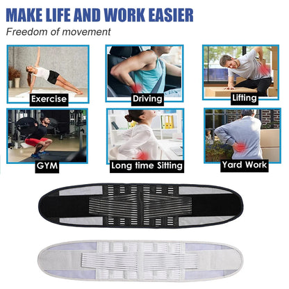 Breathable Back Brace for Lower Back Pain Relief, Lumbar Support Belt with Lumbar Pad for Men & Women Herniated Disc, Sciatica