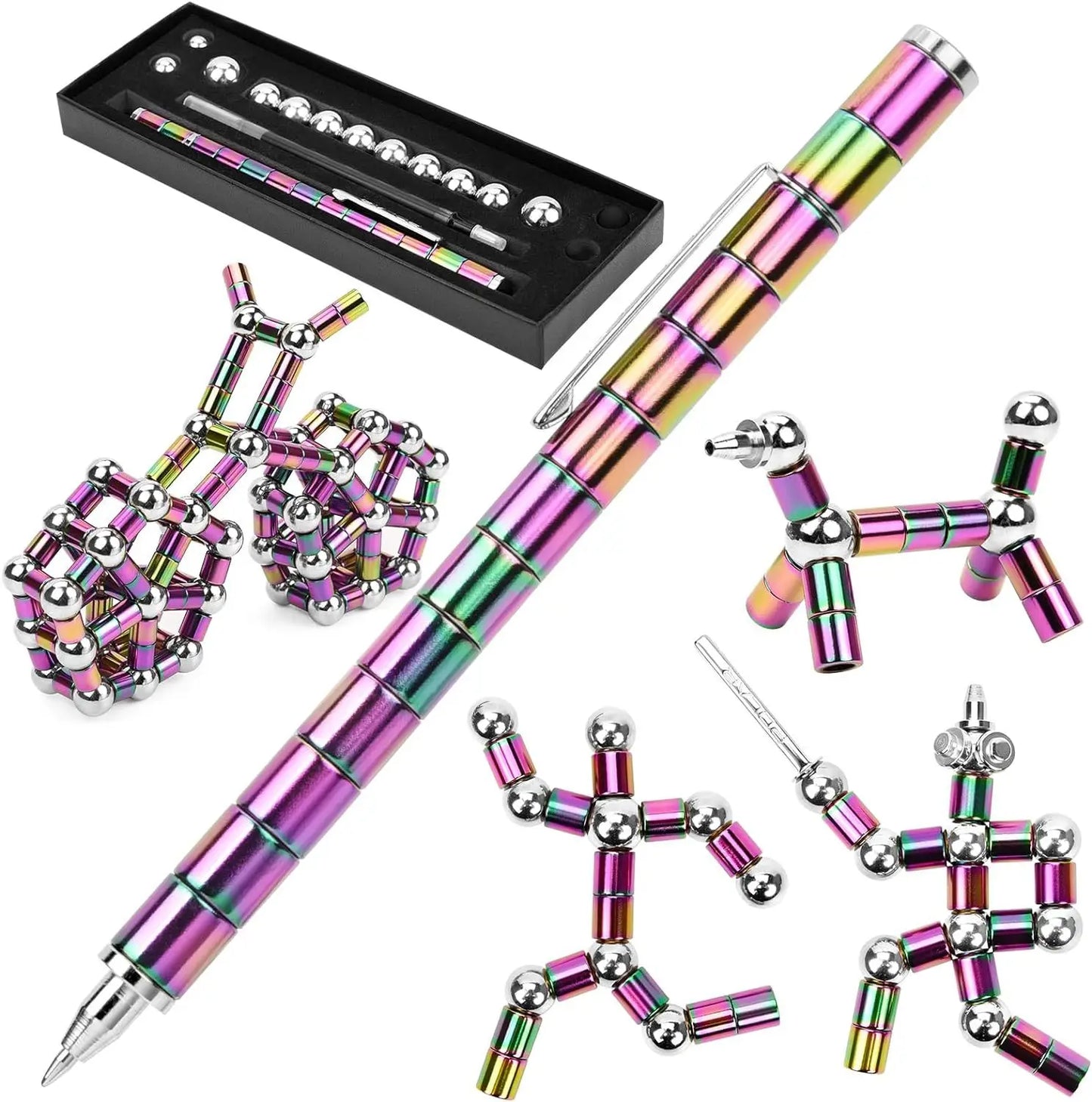 Magnetic Multi Function Pen Novel Student Decompression Magnetic Black Ballpoint Pen Student Writing Supplies Gift For Friends