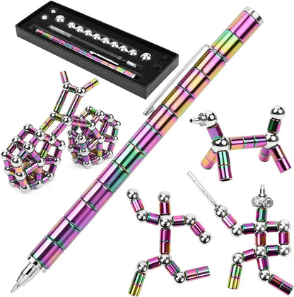 Magnetic Multi Function Pen Novel Student Decompression Magnetic Black Ballpoint Pen Student Writing Supplies Gift For Friends