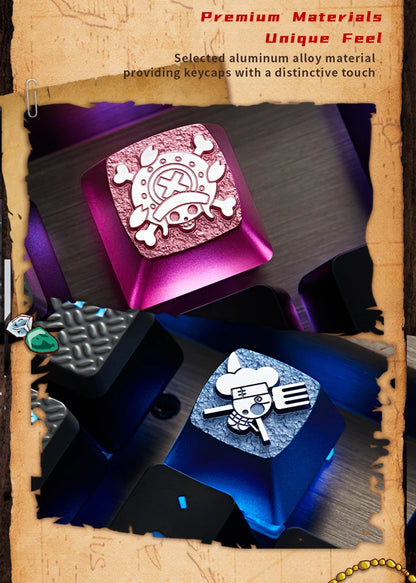 Zomoplus One Piece Metal Keycap Aluminum Artisan Keycap for Mechanical Keyboard Officially Licensed Anime Gaming Keycap