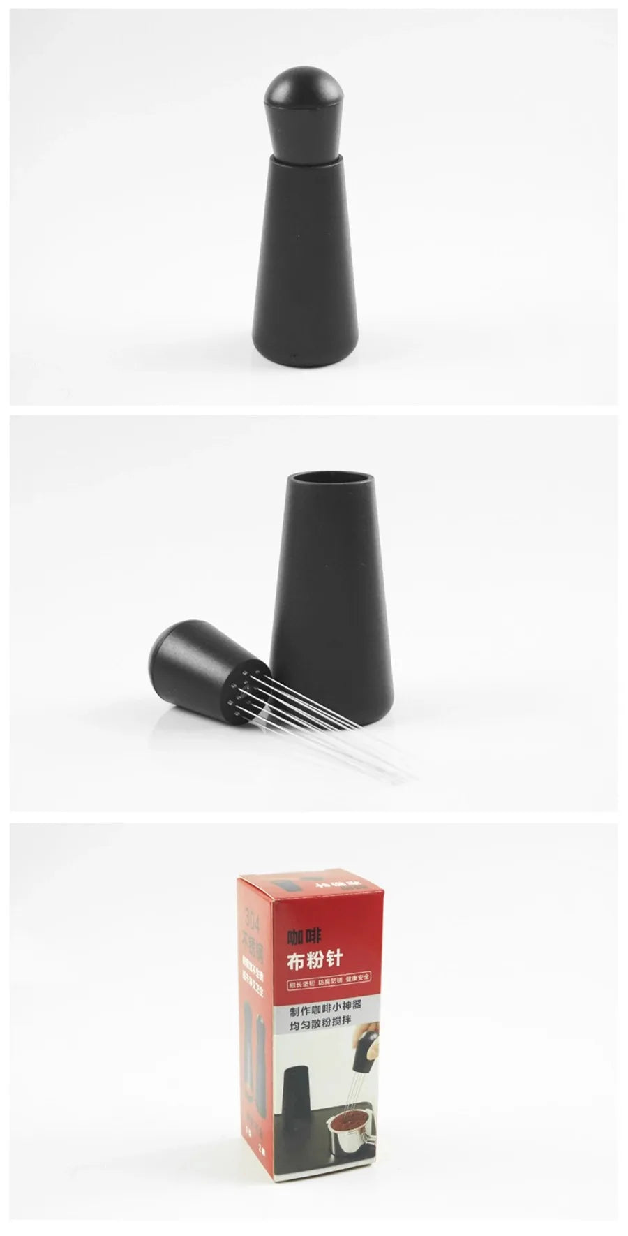 Espresso Coffee Stirring Tool, Coffee Powder Stirrer, Needle Distributor, Wood Handle, Barista Hand Distribution Tool