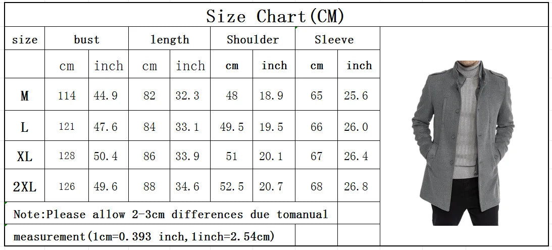 New Woolen Mens Coat Medium and Long Zipper Jacket Large Size Fake Two-piece Set Cardigan for Men