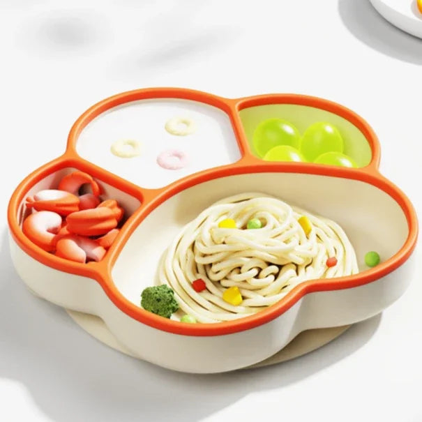 Baby Silicone Dining Plate with Baby Feeding Toddler Training Tableware Straw Cute Cat Claw Child Dishes Kids Plate Dishes Bowl