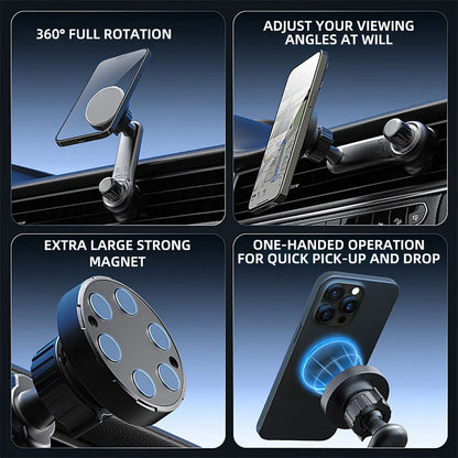 Magnetic Car Phone Holder with Hook Air Outlet Mobile Phone Holder Stand 360° Rotate Magnet Mount Bracket In Car For iPhone Xiao