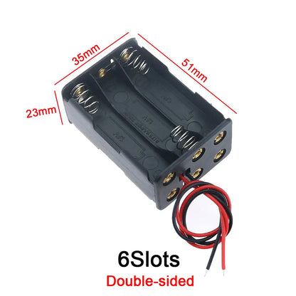 JCD AAA Plastic Black Spring Battery Storage Case Box AAA 3A Battery Holder AAA Double-sided Container With Wire Leads