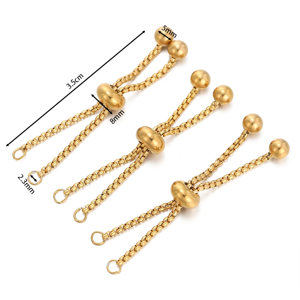 3pcs/lot Adjustable 304 Stainless Steel Bracelet Makings Slider Extender Box Chains with Ball Ends for DIY Jewelry Making