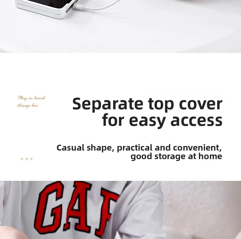 Creative Simple Wire Box Bamboo Wood Cover Cable Management Box Plug Board Storage Box Power Cord Charger Storage