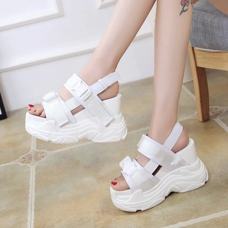 Platform Sandals Women 12cm 2025 High Heels Sexy Open-toed Sandals Wedge Increased Shoes Ladies Beach Summer Sandalia Casual