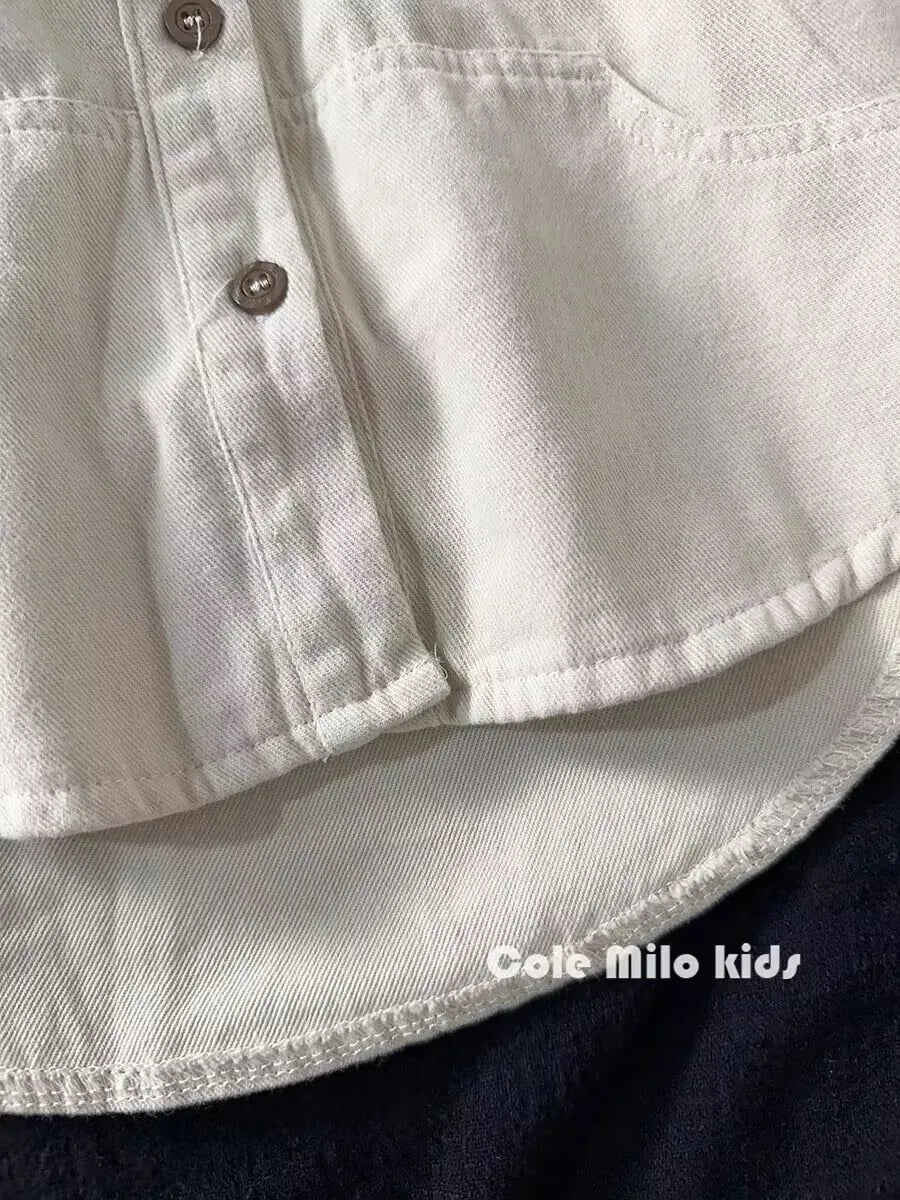 Boys' Shirt Spring and Autumn New Girls' Cotton Long sleeved Shirt Baby Solid Color Top Children's Cardigan