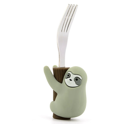 Lofca Baby Silicone Spoons Panda Silicone Fork Sloth Feeding Food Learn To Eat Children's Tableware BPA Free Food Feeding