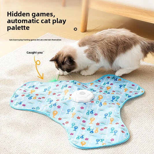 Interactive Toys,Automatic Toy for Indoor Cats with Moving Feather, Hide and Seek Cat Toy for Hunting Instincts Exercise