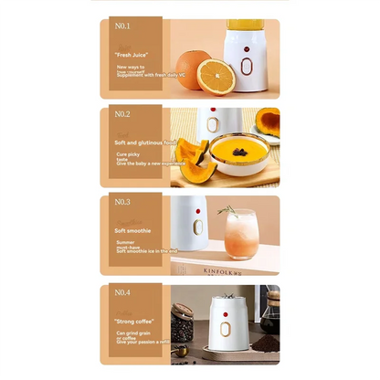 B84B-450Ml Blender Double Cup USB Rechargeable With 10-Blades Smart Safety Lock Automatic Power Off When Cover Is Opened