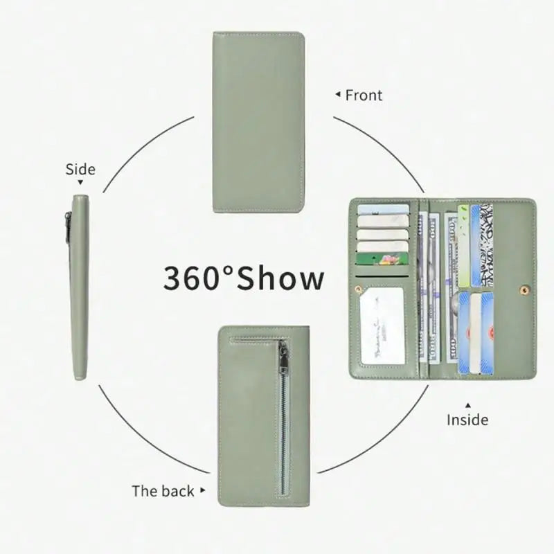 RFID Blocking Ultra-Thin Wallet for Women, Multi-Card Check Credit Card Bag, Multi-functional Zipper Buckle, Long Fashion wallet