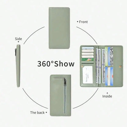 RFID Blocking Ultra-Thin Wallet for Women, Multi-Card Check Credit Card Bag, Multi-functional Zipper Buckle, Long Fashion wallet