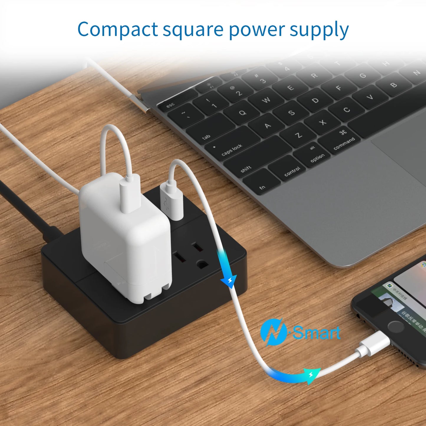 Power Strip US Plug 2 Outlets With 3USB Ports 15FT Extra-long Extension Cord（1.5/3/4.6 Meter）Smart USB Charger for Travel/Home