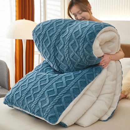 New Super Thick Winter Warm Blanket for Bed Artificial Lamb Cashmere Weighted Blankets Soft Comfortable Warmth Quilt Comforter