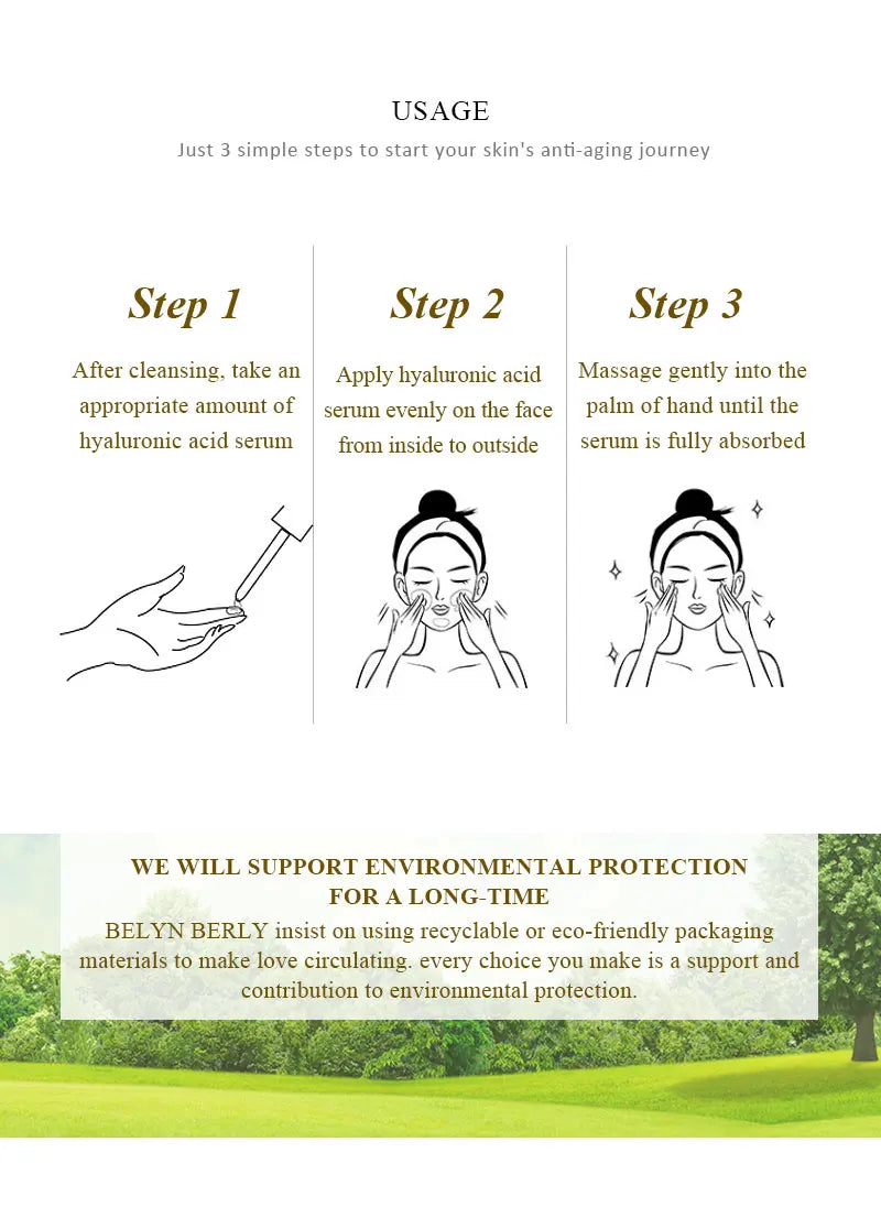 BELYN BERLY Face Serum 3Pcs/Lot Hyaluronic Acid + Vitamin C + 24k Gold Serum Moisturizing Spot White Facial Serum