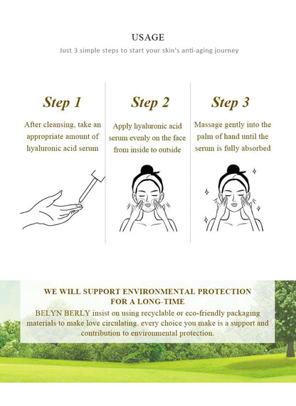 BELYN BERLY Face Serum 3Pcs/Lot Hyaluronic Acid + Vitamin C + 24k Gold Serum Moisturizing Spot White Facial Serum