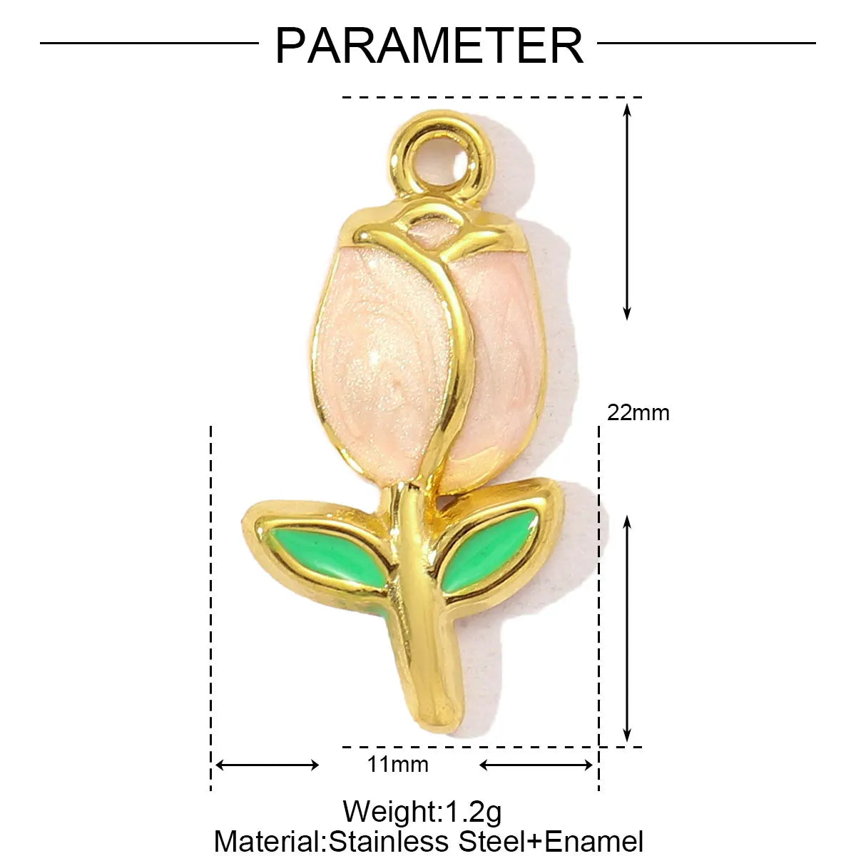 3pcs/Lot Sweet Gradient Enamel Rose Stainless Steel Diy Charm Women Rainbow Flower Waterdrop Necklace Pendant Love Heart Jewelry