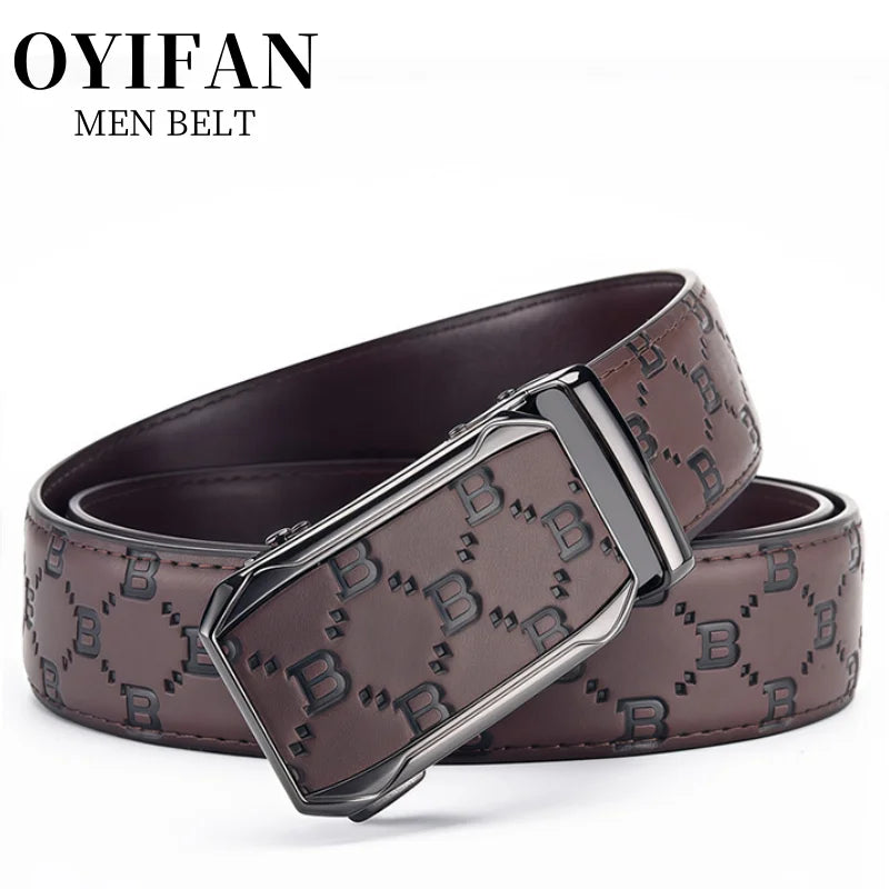 Luxury Men's Belt Genuine Leather Belt Men Adjustable Automatic Belt, Men's Business Belt Fashion Designer Belt for Men