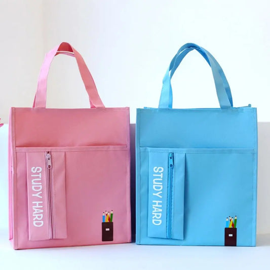 Shopping Bag Student Tutorial Bags Portable with Pencil Case Children Art Bag Large Capacity Travel Bag School Information Bag