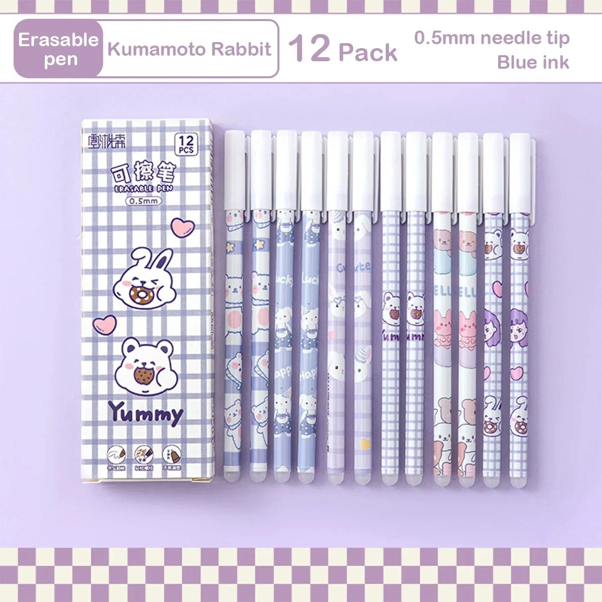 12PC 0.5mm Syringe Erasable Pen Korean Stationery Simple Kawaii Writing Pen Student Stationery Cultural and Educational Supplies