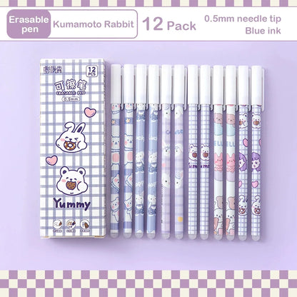 12PC 0.5mm Syringe Erasable Pen Korean Stationery Simple Kawaii Writing Pen Student Stationery Cultural and Educational Supplies