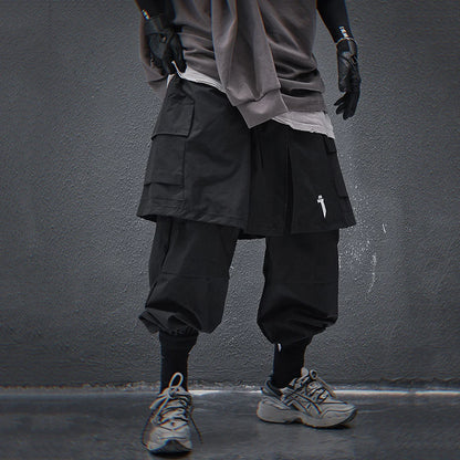 Techwear Tactical Skirt Pants Men's Fashion Streetwear Baggy Cargo Pants Joggers Black Loose Sweatpants