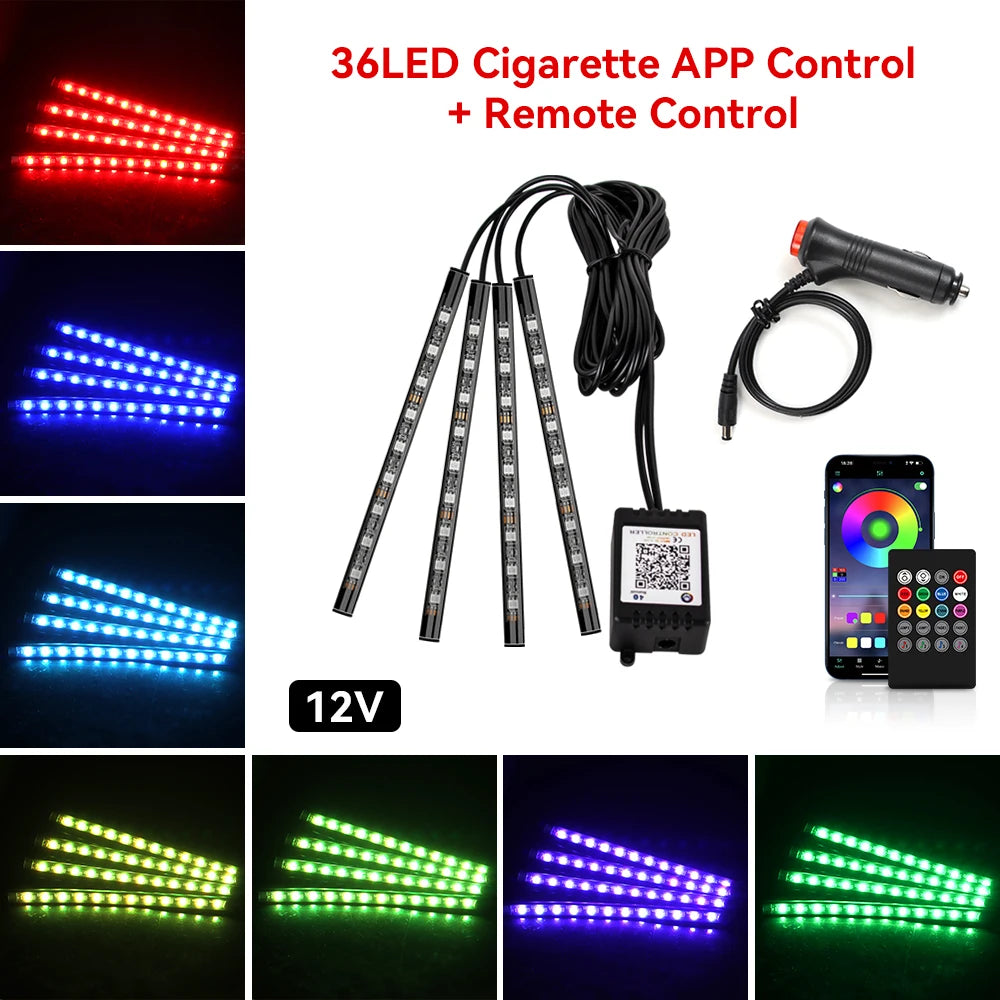 LED Car Interior Decorative Lamp Strips Atmosphere Lamp Cold Light Decorative Dashboard Console Auto RGB Ambient Decorative Lamp