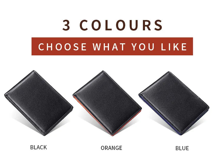 RFID Blocking Mini Men's Genuine Leather Wallet Slim Business Credit Card Holder Man Anti Theft Ultra Thin Purse For Male