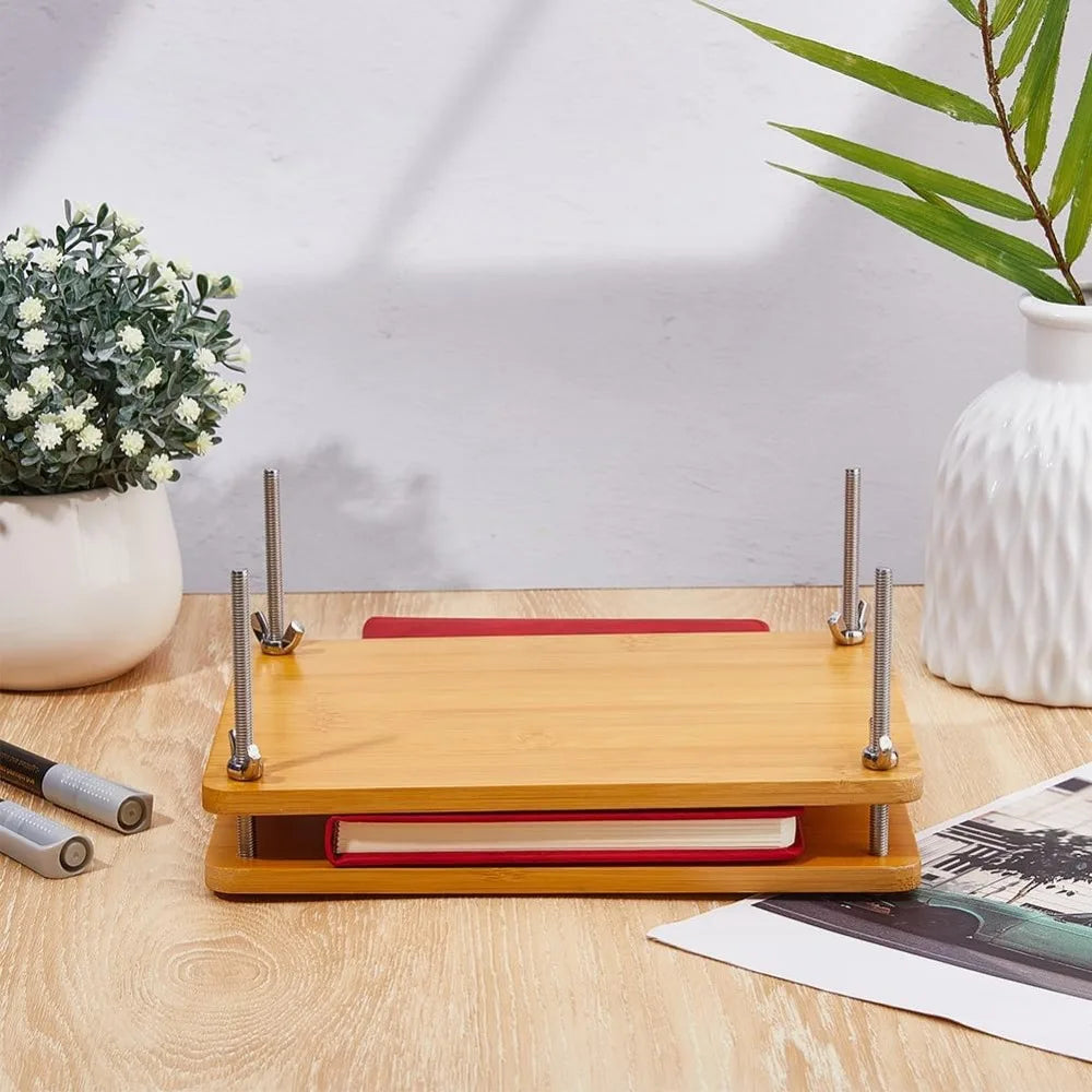 Book Press Bamboo Book Press Bookbinding Stable Book Binding Tool Manual Paper Press Handmade Book Binding 2 Floor Portable Book