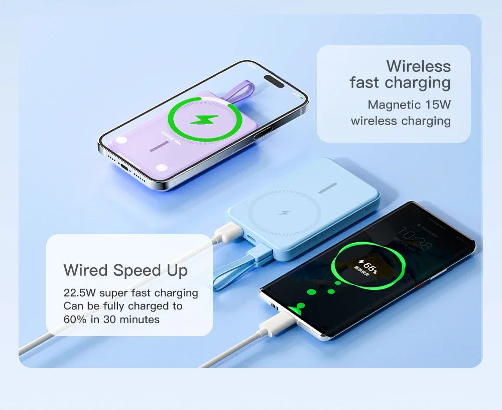 Magnetic Wireless Power Bank 10000mAh Portable PD 20W 3 in 1 Fast Charging External Battery for iPhone 15 14 13 Tel Accessories