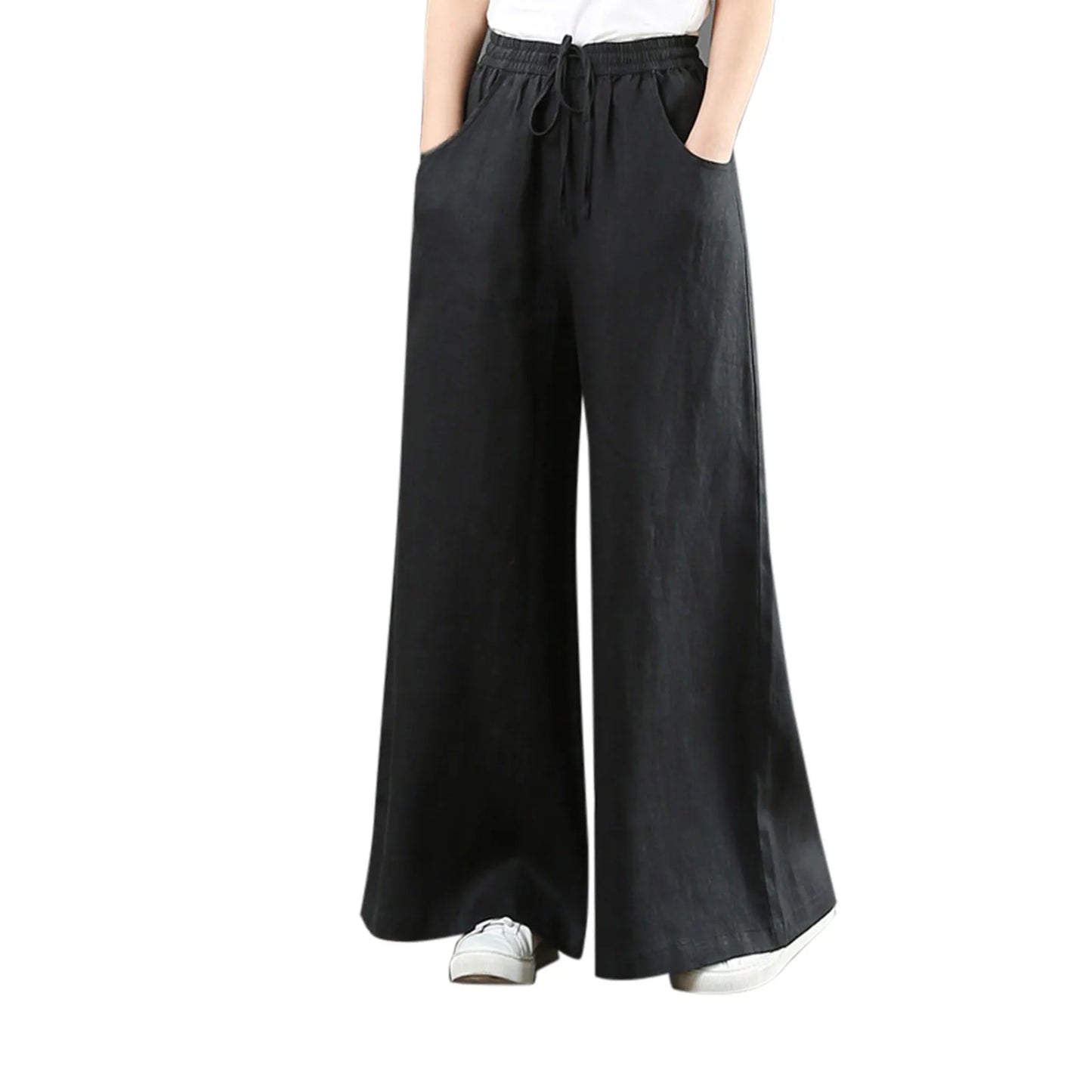 Women Summer High Waisted Palazzo Pants Wide Leg Long Pant Trousers With Pocket Internet celebrity new hot selling