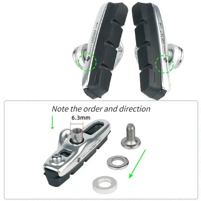 A Pair 55MM Brake Pads for Road Bikes with Metal Rings C-brake Pads Replaceable Brake Blocks Aluminium Alloy Block Bicycle Parts
