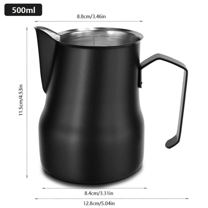 Milk Frothing Pitcher Jug 350/500ML Stainless Steel Coffee Milk Frothing Jug for Espresso Latte Art Barista Steam Milk Jug