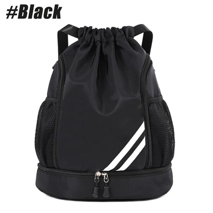 1PCS Sports Drawstring Backpack,Waterproof Drawstring Sports Bag Soccer Bag Swim Gym Bag for Men Women with Ball Shoes Compartme